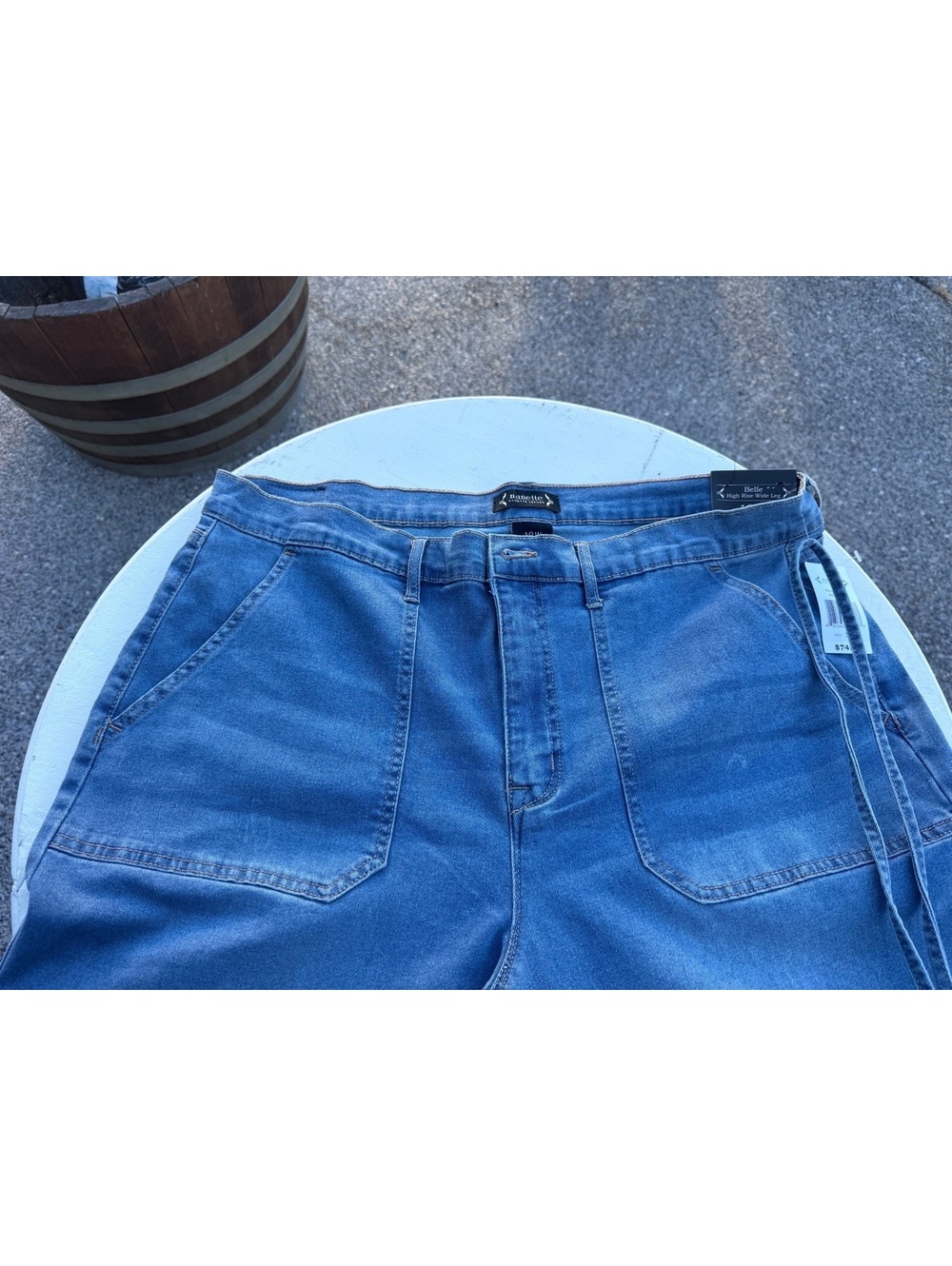 Nanette Lepore Belle Jeans 18W NWT High Rise Wide Leg Medium Blue Denim $74